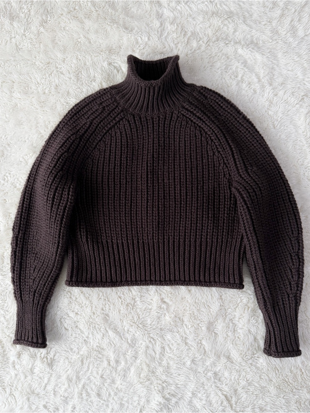 H&M Woman Brown Chunky Relax Turtleneck Sweater SMALL Cozy Minimal Contemporary